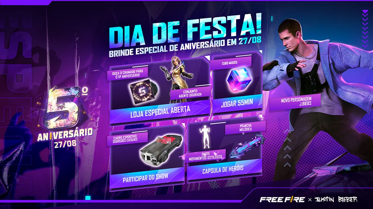 Free Fire Celebra Aniversário De 5 Anos No Dia 27 De Agosto Com Muita Ação Música E Novas 8692