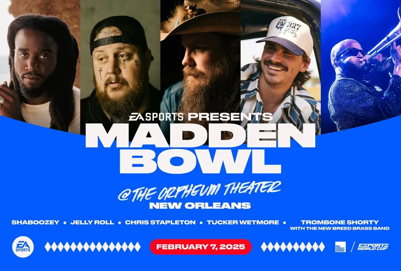 O Madden Bowl 2025 trará estrelas como Chris Stapleton, Jelly Roll e Shaboozey para a Semana do Super Bowl LIX. Assista ao vivo no Twitch e YouTube!